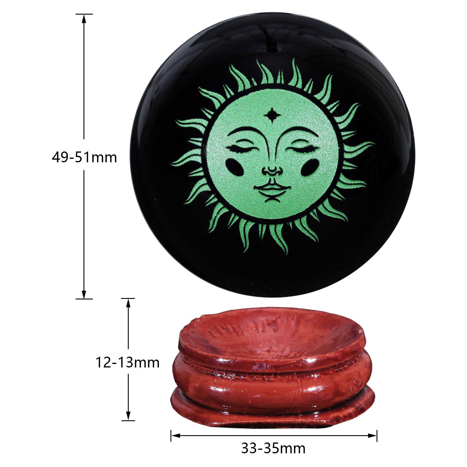 Nupuyai 1.9" Engraved Symbol Obsidian Crystal Ball with Stand - Image 2