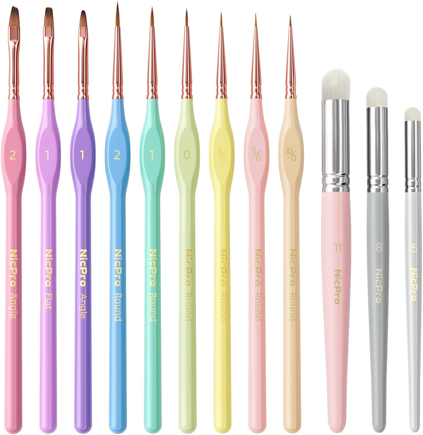 Nicpro 21PCS Fine Detail Paint Brush Drybrush Set, Aesthetic Pastel Fine Tip Miniature Paint Brushes for Acrylic Oil Watercolor, Crafts, 40K Models, Miniatures, Rock Painting, Paint by Numbers