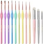 Nicpro 15PCS Micro Fine Detail Set de pinceaux de peinture, pastel de macaron Petite Miniature Fine Tip Detail Kit de brosses pour l'huile acrylique Aquarelle, Artisanat, Modèles, Miniatures, Peinture Rock, Peinture par Nombres