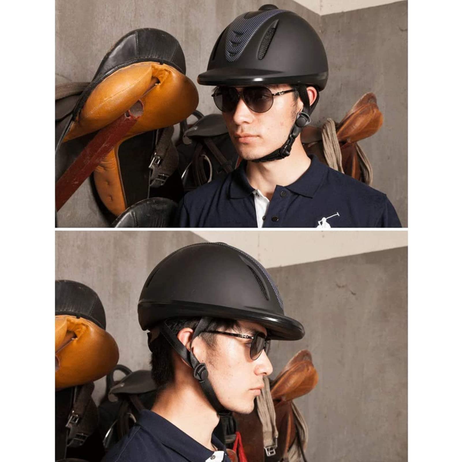 LEBEE Casco de equitacion Sombrero Transpirable para Montar a Caballo Suministros ecuestres Amantes de la equitación,Black-L(57-58cm)