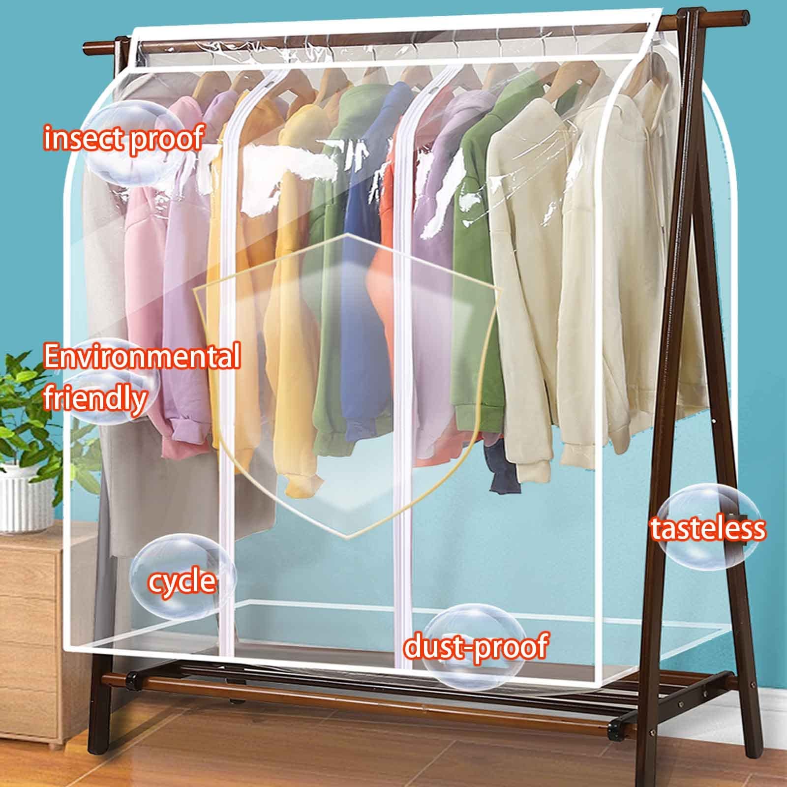 Cubierta para riel para ropa de 3,9 pies de alto, con cremallera Vestido translúcido Funda antipolvo Protector de traje transpirable a prueba de humedad Bolsas de ropa de viaje lavables (Tamaño: