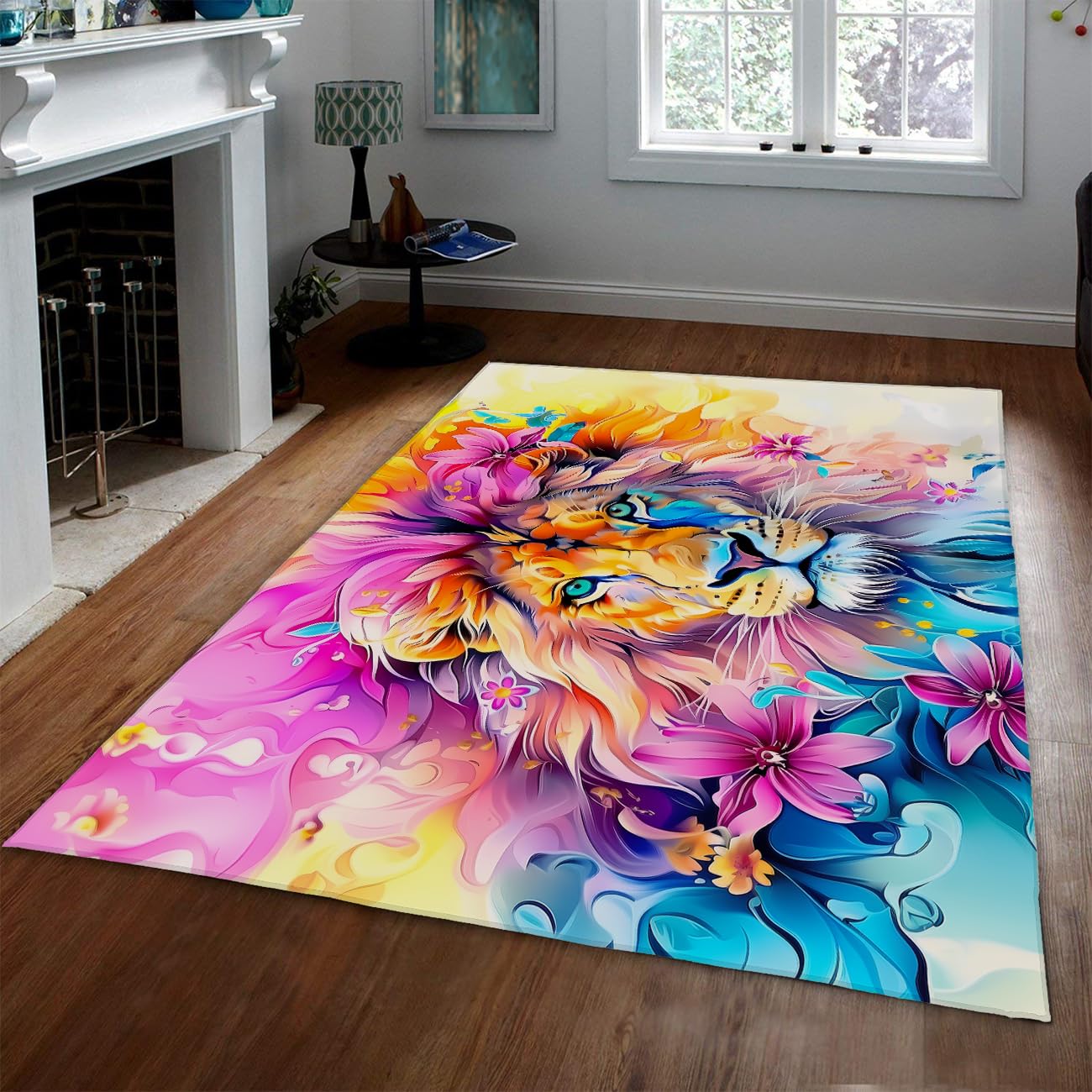 Tapis de sol lavable Lion Floral 80x150cm mince et résistant aux taches