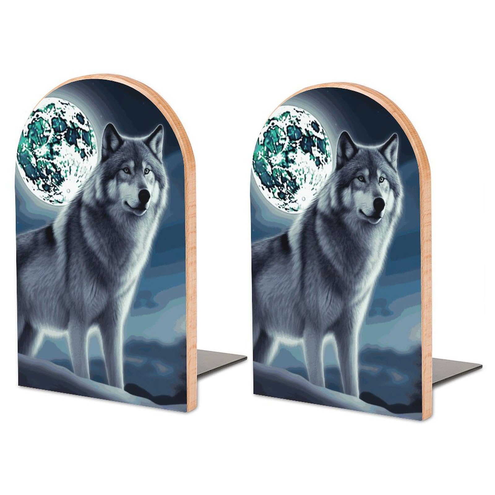 Serre-livres loup en bois de hêtre pour créer un coin lecture inspirant au bureau