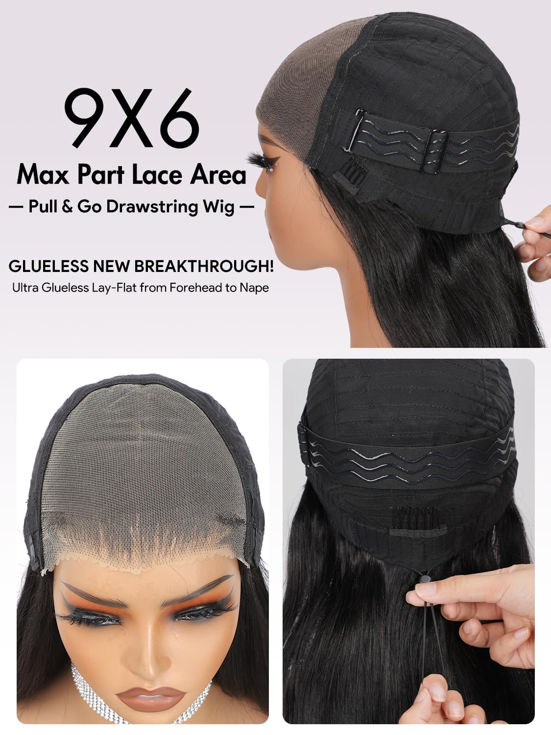 Perruque Cheveux Humain Brésilien Straight 22 Pouces 200 Densité 9X6 HD Lace Sans Colle Pre Plucked Pre Cut