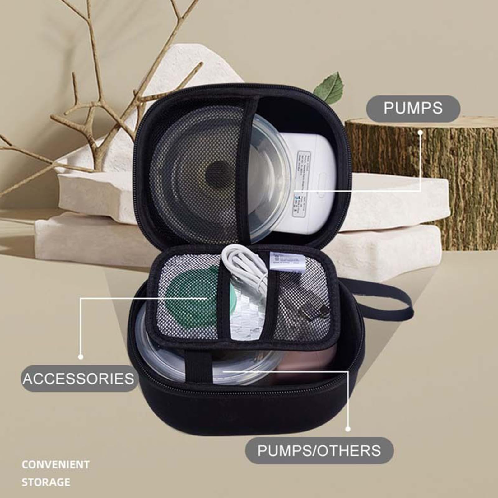 Milchpumpen-Tasche, Pump-Aufbewahrungstasche, mittlere Größe, tragbare Pumptasche, Polyester-Material, stabil, Stillzubehör, Multifunktions-Funktion, Aufbewahrungs-Organizer für Arbeit, Tagespflege