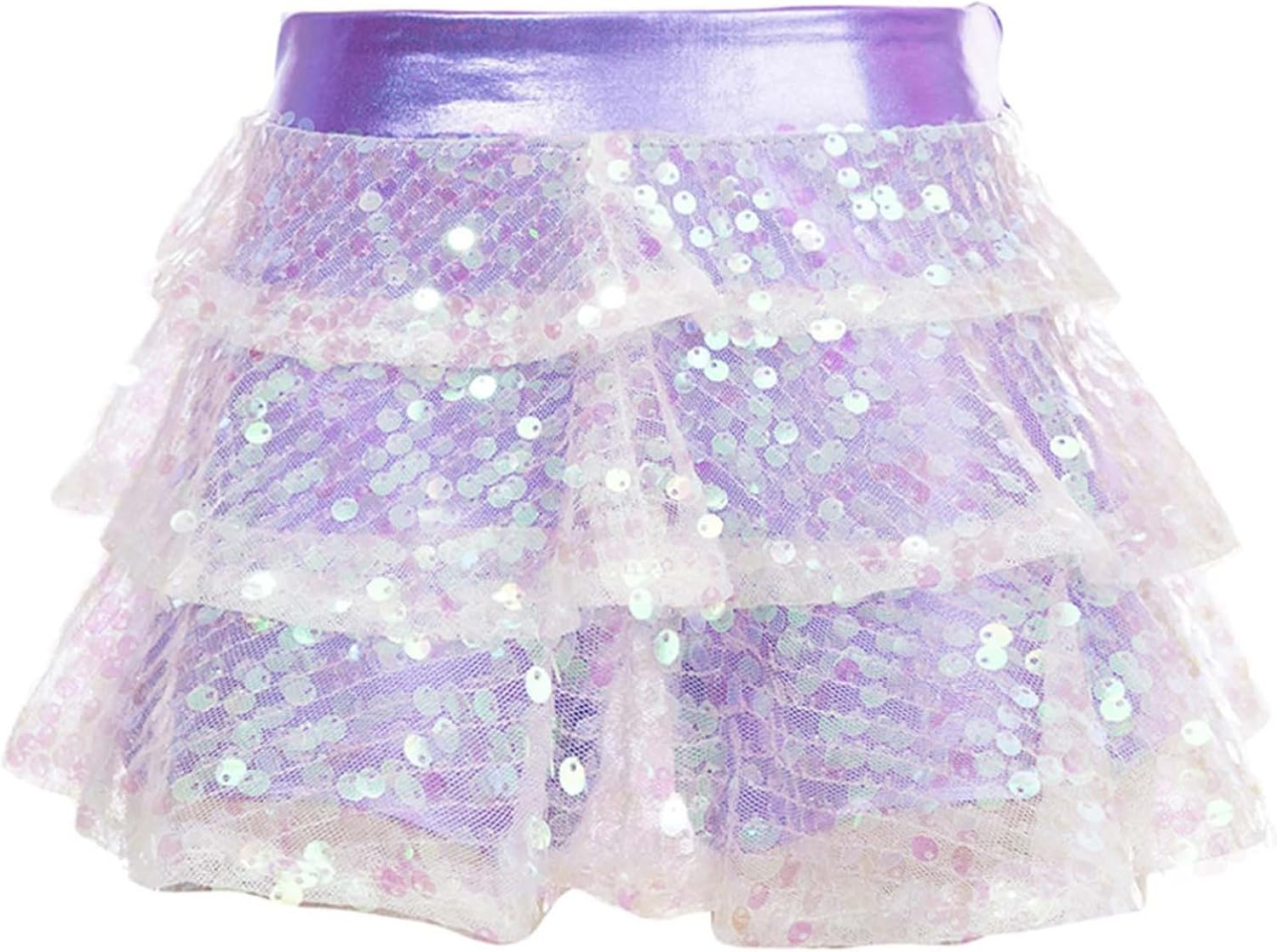 DINORMIN Big Girls Ballet Dance Athletic Scooter Skorts Pleated Tutu Skirts Sequins Dance Dress Culottes