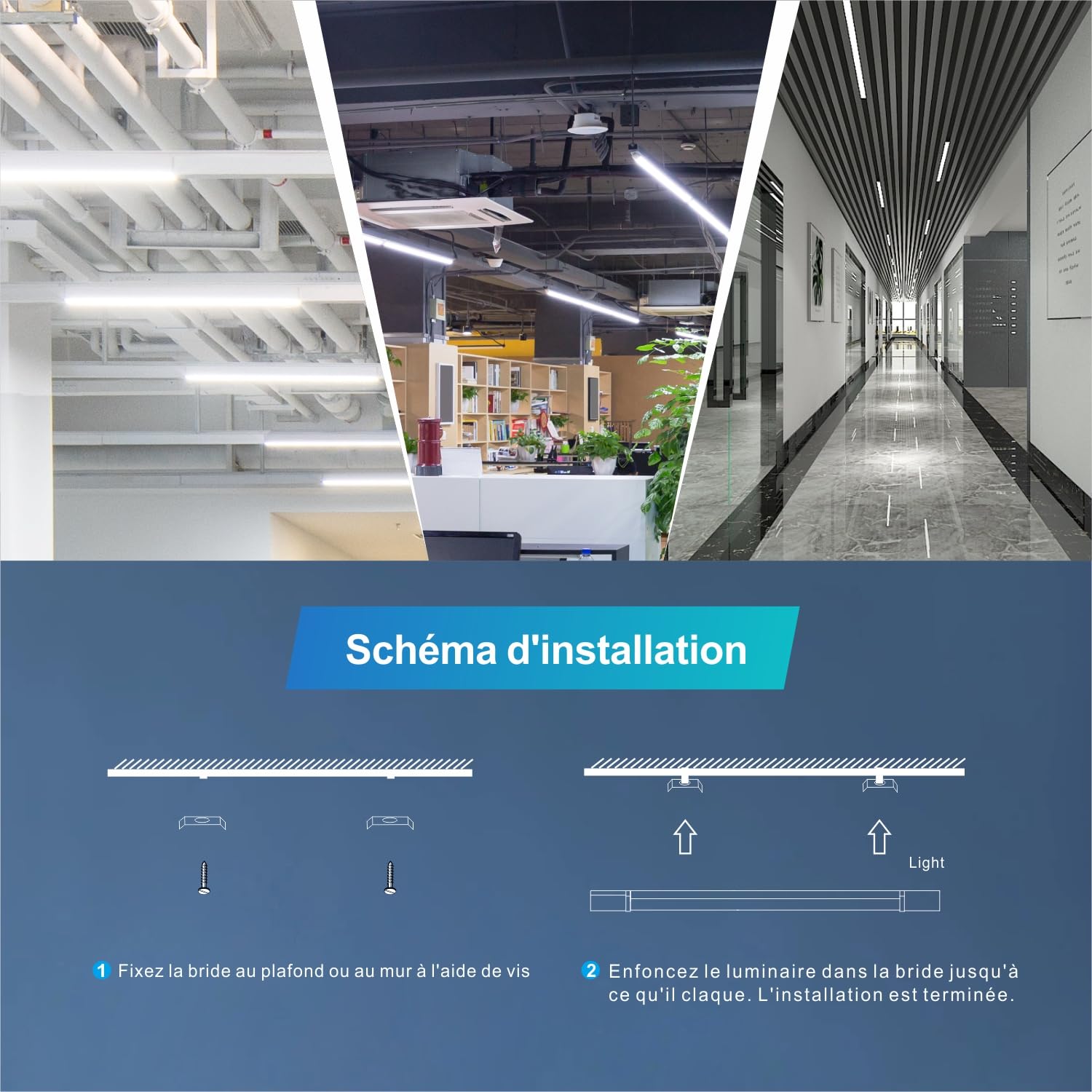 BrightFly Lot de 2 Neon Led 120cm, Réglette LED 32W 3650LM Blanc Froid 6500K, Néon IP40 pour Garage, Atelier et Cuisine, Tube Lumineux Puissant Sans Scintillement, Éclairage Plafonnier Durable