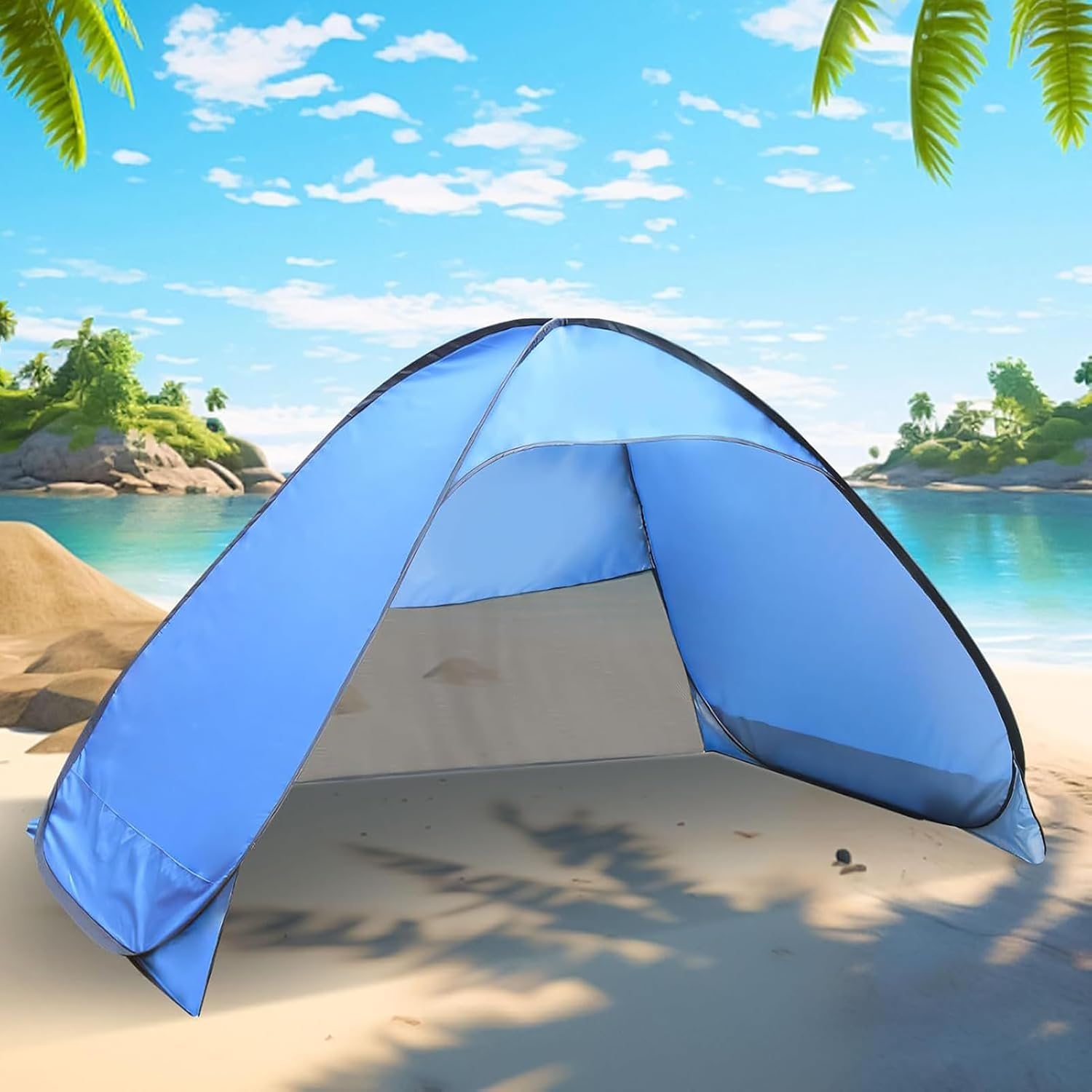 MacilKurtlar ポップアップビーチテント - ポータブル ビーチ サンシェード キャノピー UVカット機能付き | 軽量U