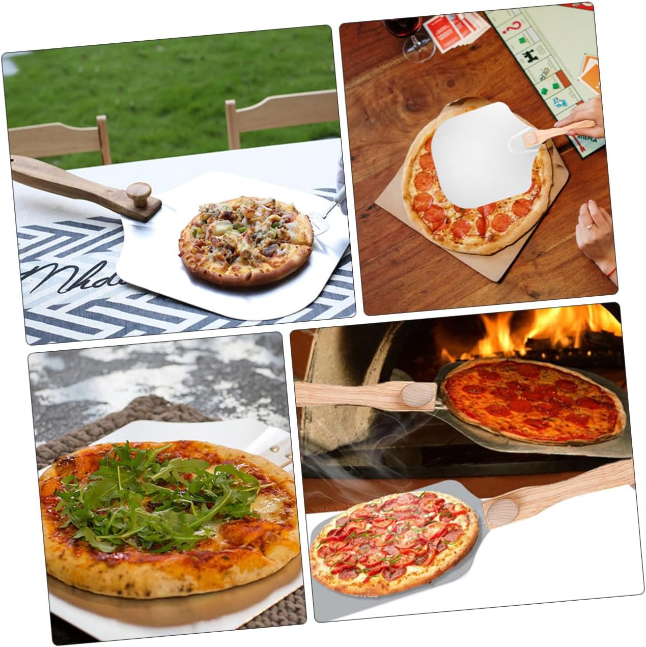 Aluminum Folding Pizza Peel with Wood Handle Baking Pizza Shovel for Home and Restaurant Use for Oven and Grill Random Color