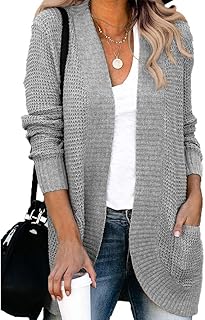 Naggoo Womens Long Sleeve Open Front Cardigans Outwear Chunky Knit Sweaters with Pockets