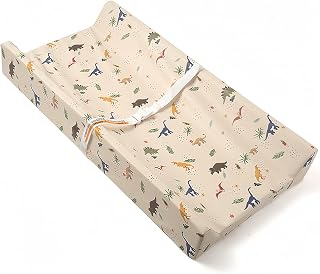 Baby Changing Pad Diaper Changing Pads for Babies Non-Slip Wipeable Changing Mat for Dresser and Table PU Cover with Cute Animal Patterns (Sandy Dino)