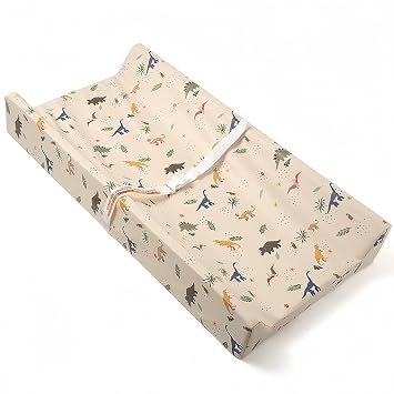Baby Changing Pad Diaper Changing Pads for Babies Non-Slip Wipeable Changing Mat for Dresser and Table PU Cover with Cute Animal Patterns Sandy Dino