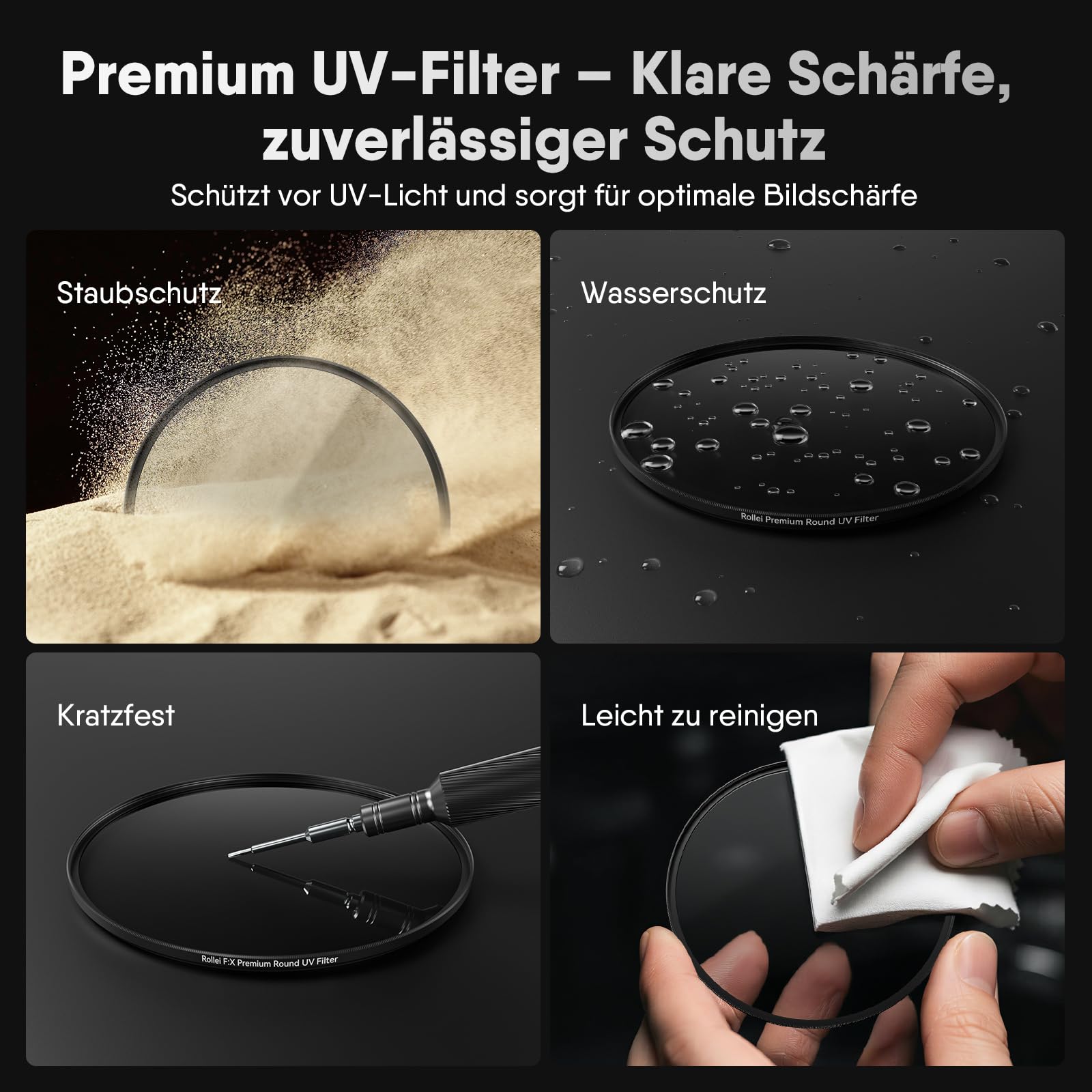 Rollei Premium Rundfilter UV-Filter 62 mm Schutzfilter Ultraviolett Filter Spezieller Beschichtung 99% Lichtdurchlässigkeit Schraubfilter für Kameraobjektive UV-Filter-Schutzfilter – Bild 4