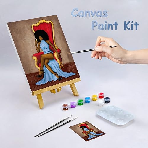Miniatura 7 de Nuberlic Kit de pintura en lienzo de 8 x 10 pulgadas, lienzo predibujado para pintura para adultos, regalo de cumpleaños, kit de pintura temática,