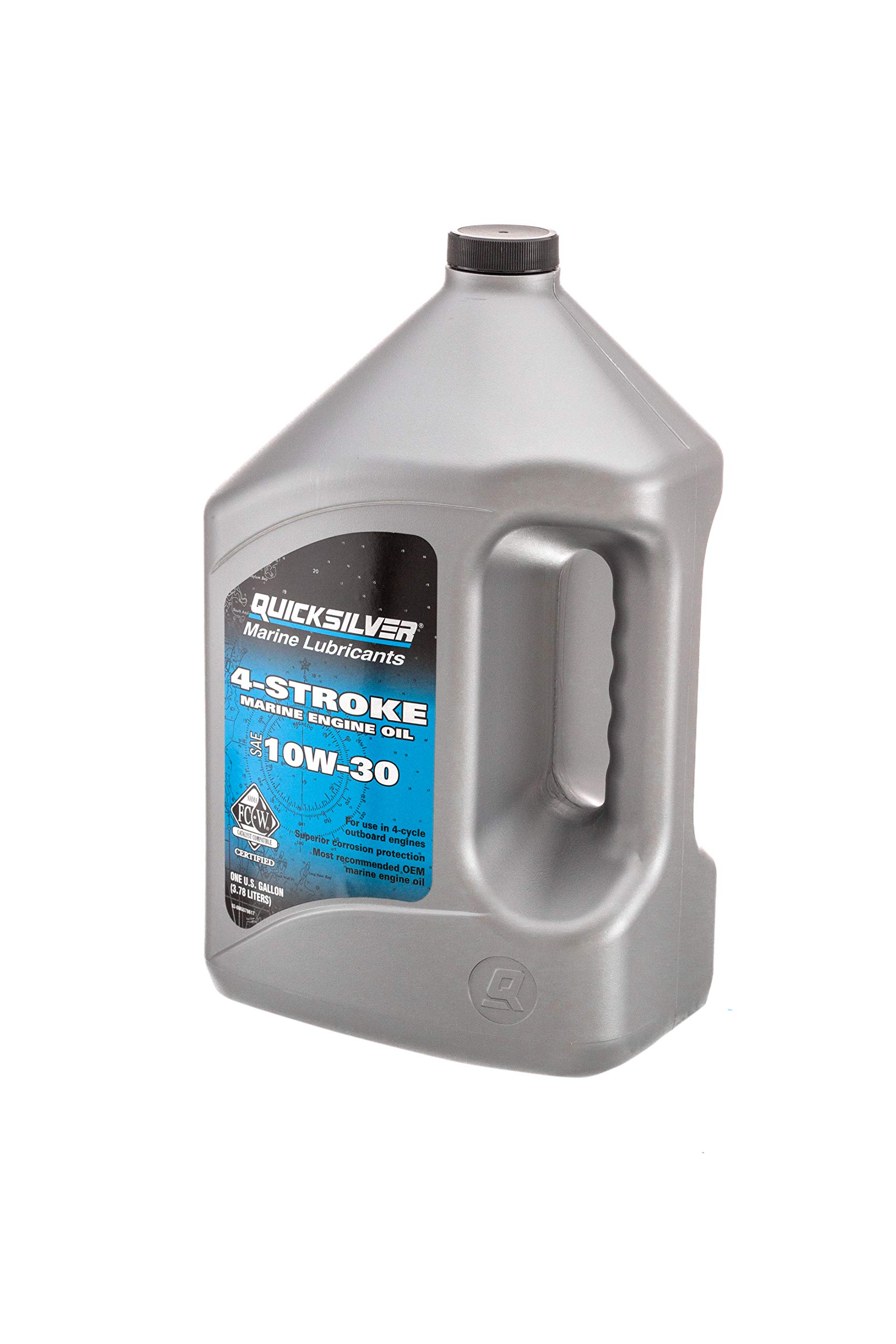Quicksilver 8M0086221 4-Takt-Schiffsöl – Für Außenbord-, Z-Antrieb- & Innenbordmotoren – SAE 10W-30 Mineralisch – 4 Liter, Silber