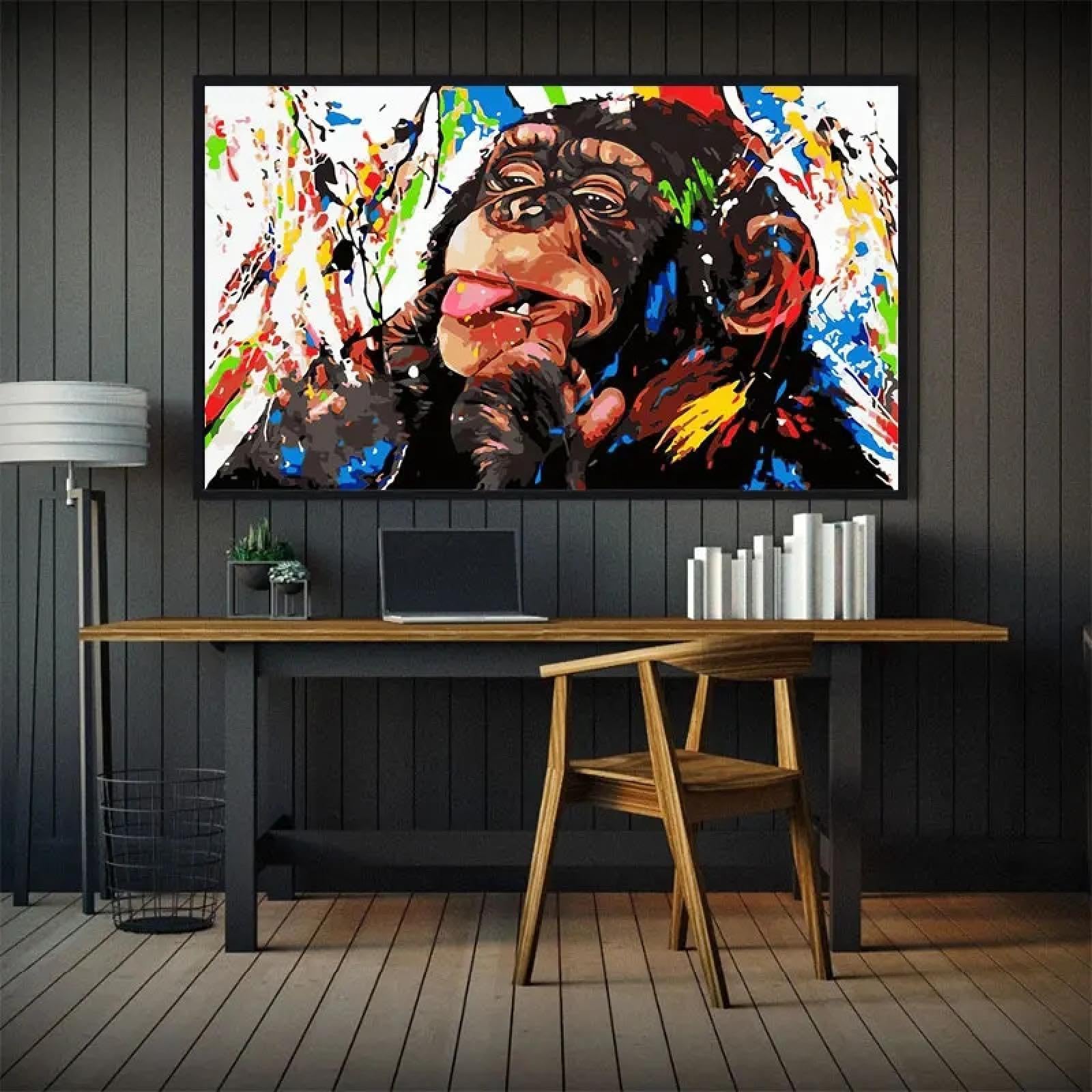 Peinture murale singe graffiti impression toile premium 55x100 cm