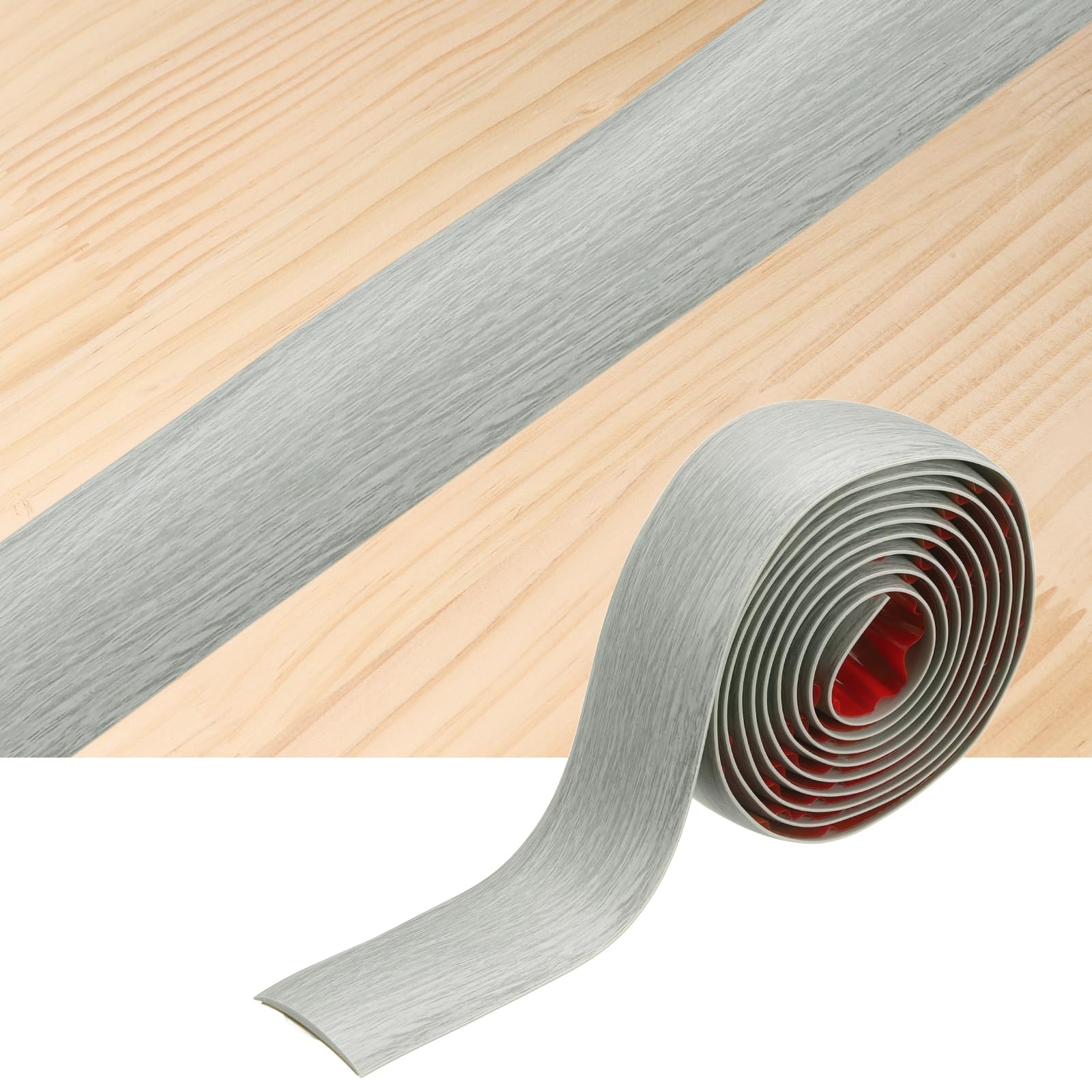 sourcing map Floor Transition Strips, 2m x 4cm(LxW) Self Adhesive Vinyl Flooring Edging Trim PVC Flooring Flat Divider Strip Cover Strips for Joining Floor Gaps, White Wood Grain