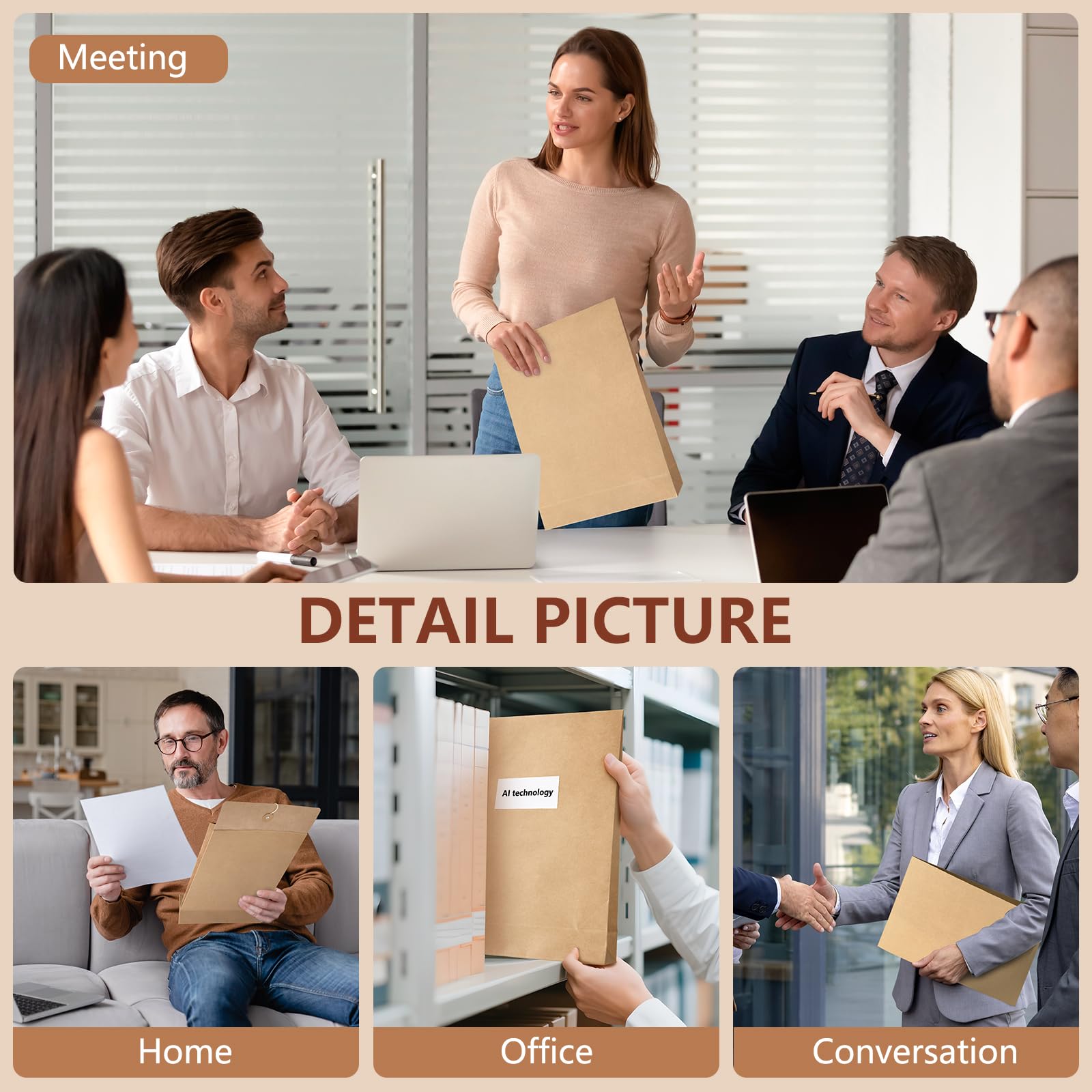 Enveloppes extensibles à soufflet en papier kraft, lot de 25, 23,9 x 33,5 cm pour documents d'affaires