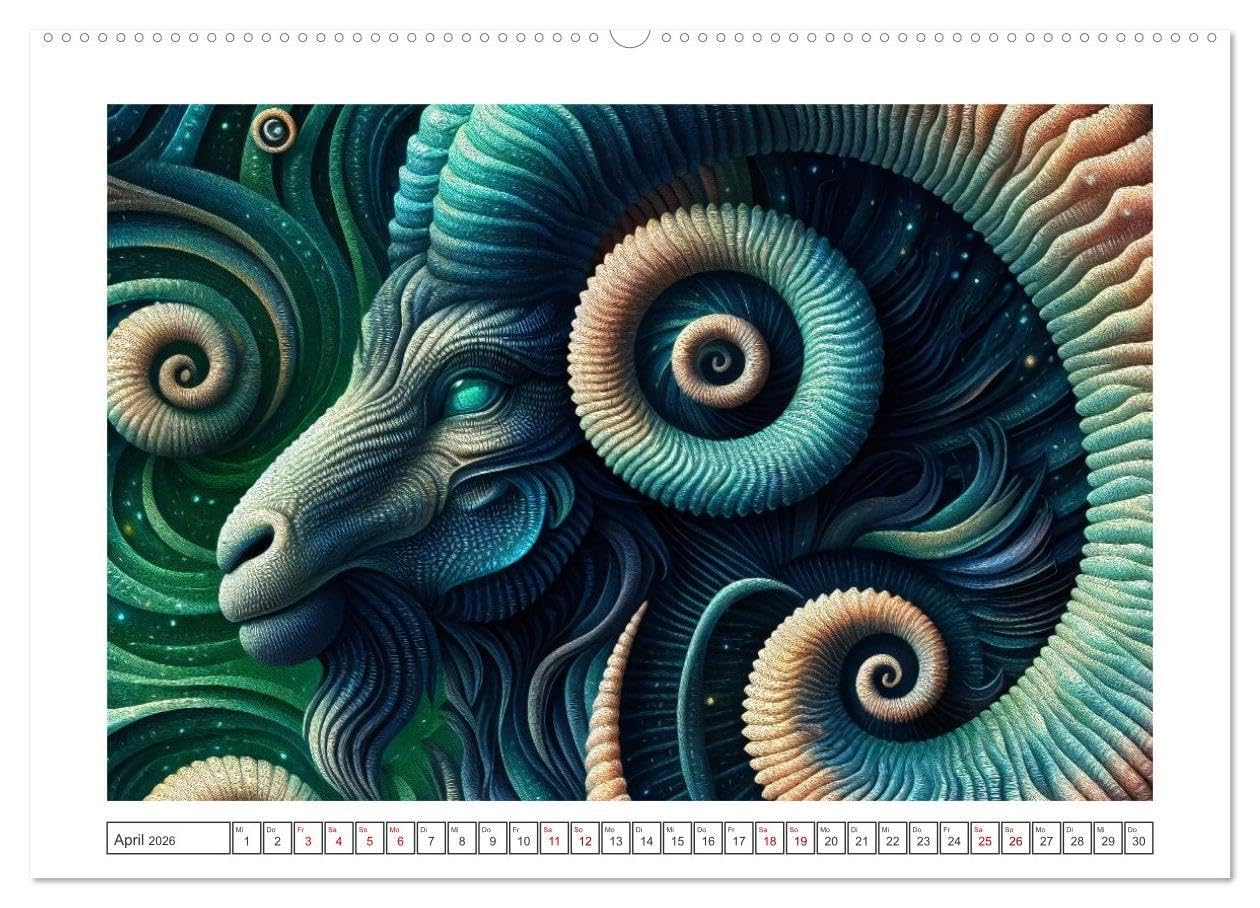 Tierkreisflüstern – Ein Jahr in kosmischen Farben (hochwertiger Premium Wandkalender 2026 DIN A2 quer), Kunstdruck in Hochglanz: Surrealer Sternzeichen-Kalender (CALVENDO Wissenschaft)