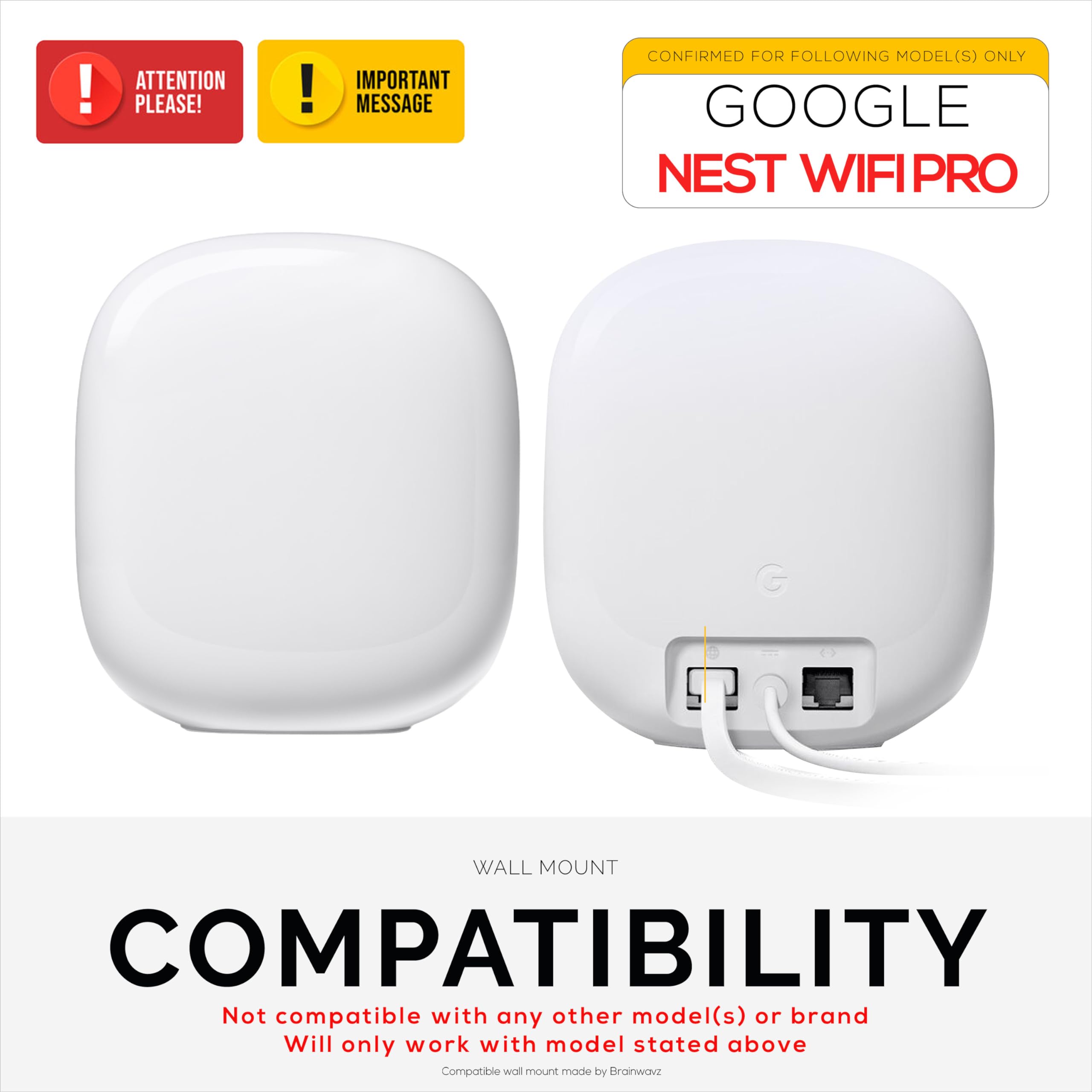 Wall Mount for Google Nest WiFi Pro 6E Mesh Router, Easy to Install Holder Bracket, Reduce Interference & Clutter, Adhesive & Screw-in Mounting