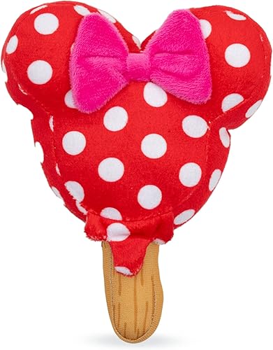 Buckle-Down Juguete para perros de Disney, helado de Minnie Mouse con orejas y lazo rojo para mascotas, peluche