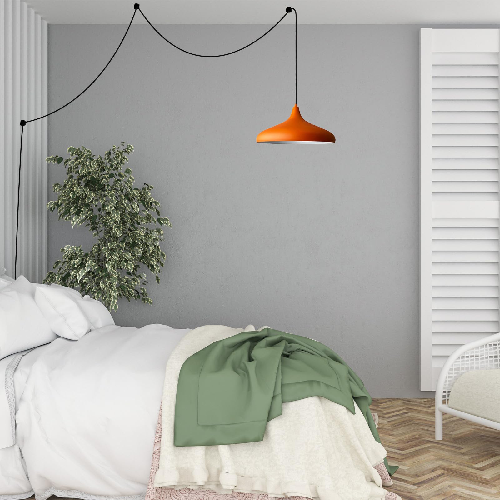 bamyum Lampadario a Sospensione con Spina, Lampadario Cucina 35 cm, Lampada da Soffitto con 450 cm Cavo, Lampadario a Sospensione, Lampada per Isola da Cucina in Metallo, Lampadario Arancione