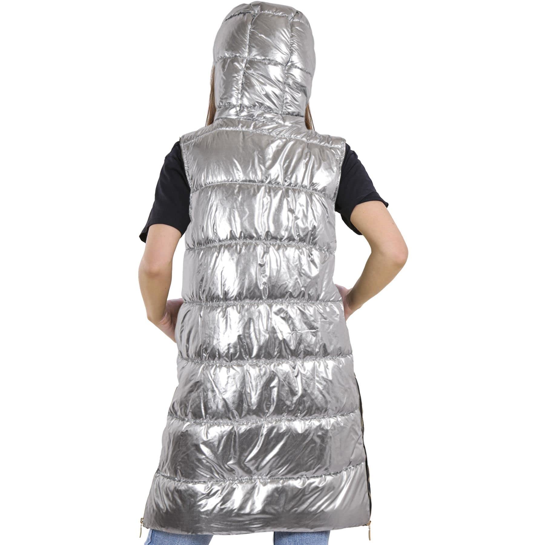 A2Z 4 Kids Dziewczyny Moda Oversize Biały Zakapturzony Pikowana Watowany Długi Linia Kamizelka Kurtka Długi Bezrękawnik Płaszcz Wielkomiejski Zima Nosić Płaszcz Wiek 7-13 Lata