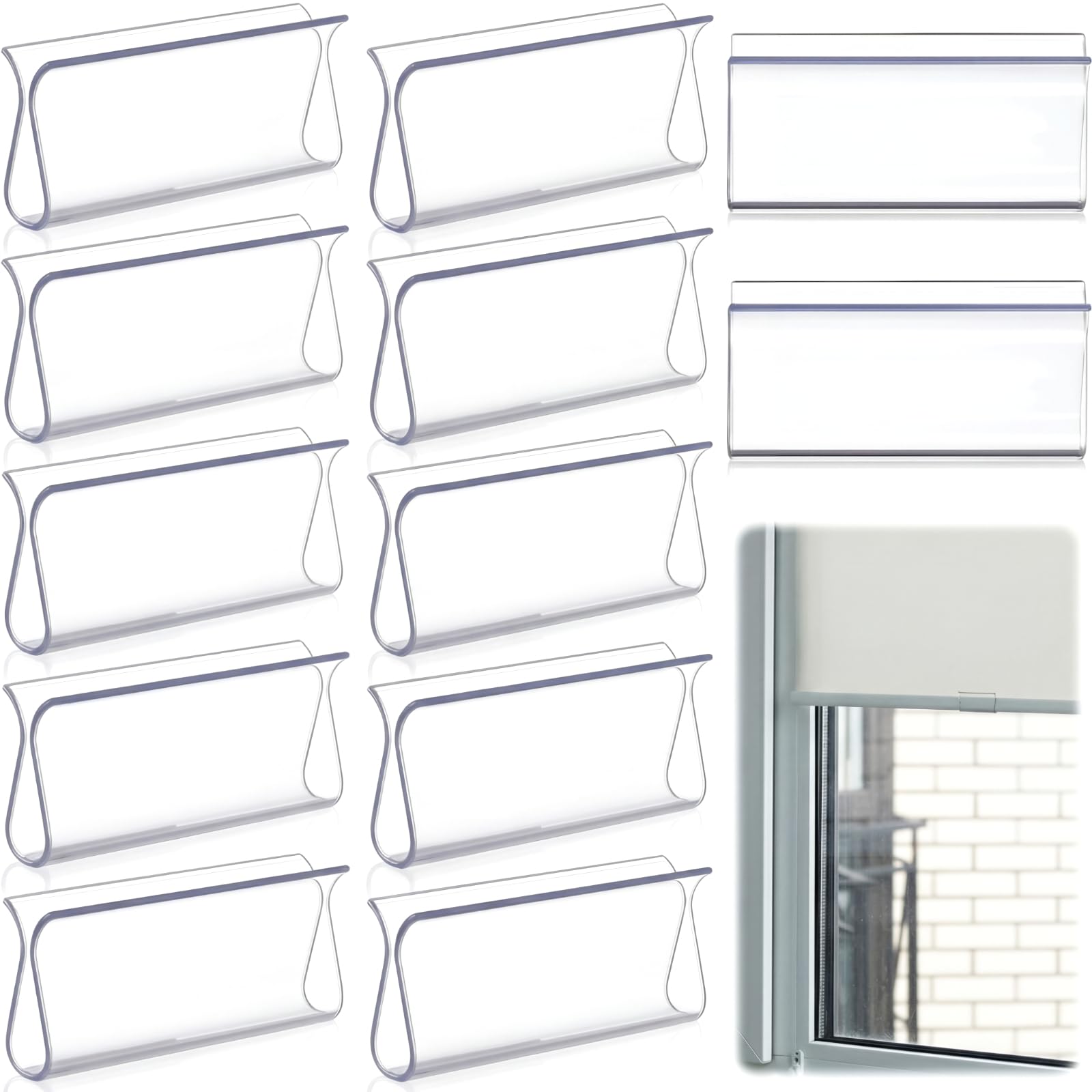Chunful 12 Pieces Plastic Shade Pulls for Roller Shades Handles, Clear