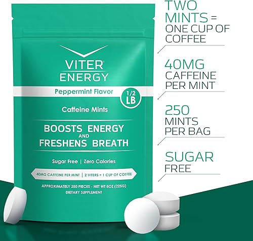 Miniatura 2 de Viter Energy - Mentas cafeinadas, (0.001 onzas) 40 miligramos de cafeína y vitaminas B con potente menta, sin azúcar Aumenta la energía, enfoque y