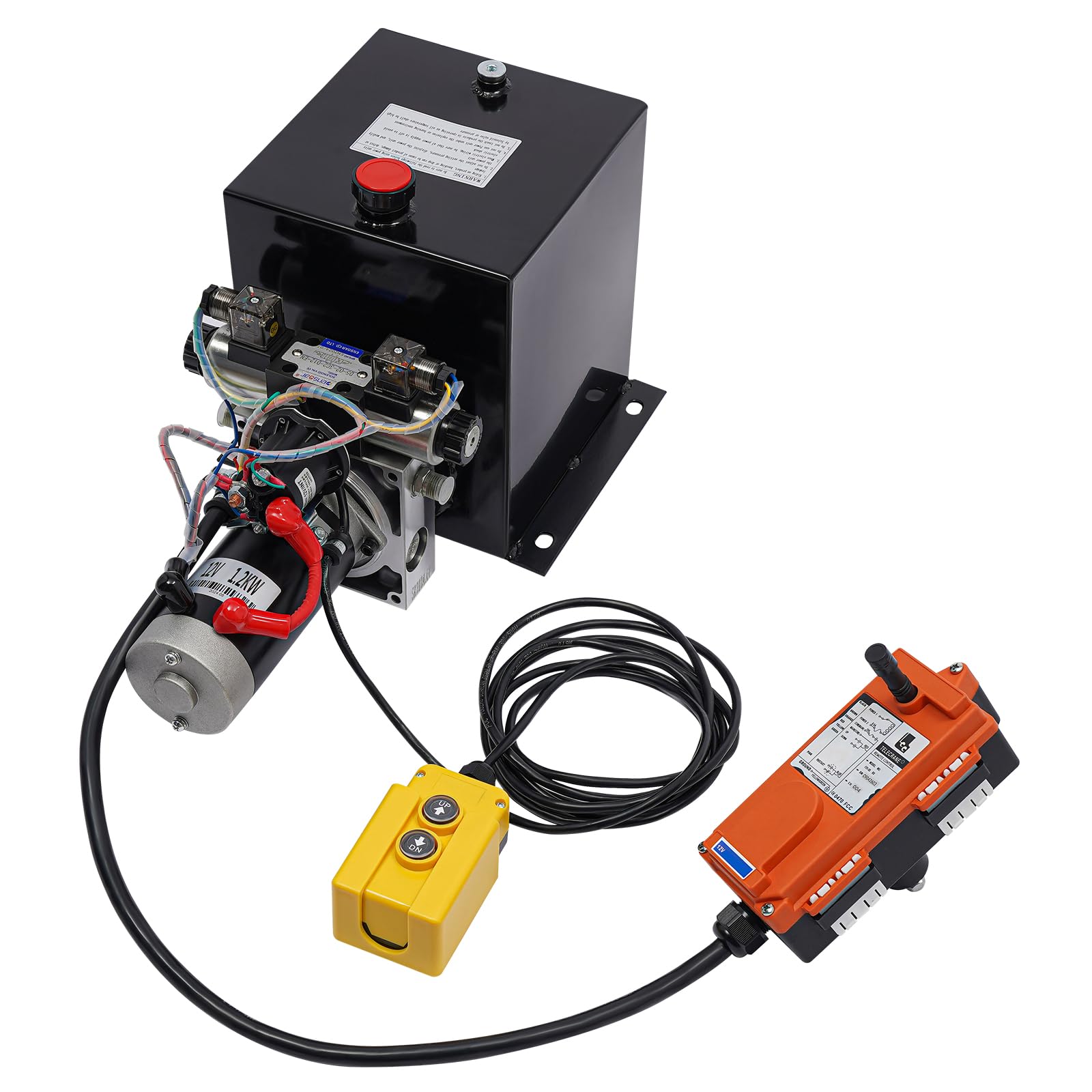 21MPA Hydraulikpumpe Doppelwirkende Hydraulikaggregat 1200W 12V Elektrohydraulik Pumpe mit Fernbedienung,hydraulik handpumpe Hydraulikzylinder für Aufzüge, Gabelstapler,8 Quart