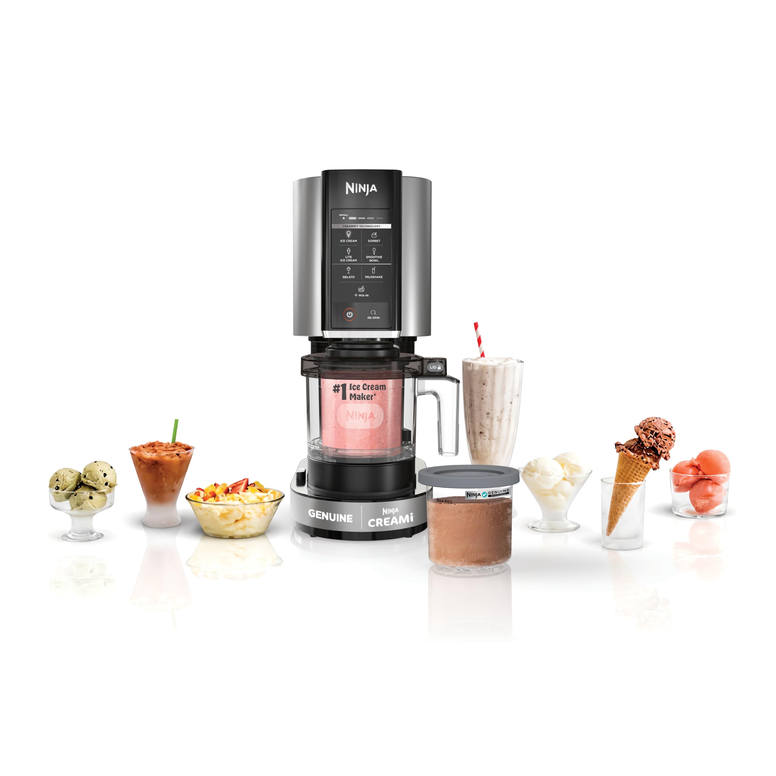 Ninja NC301 CREAMi, Ice Cream, Gelato, Milkshake, Sorbet, and Smoothie Bowl Maker, 7 One-Touch Programs, Silver