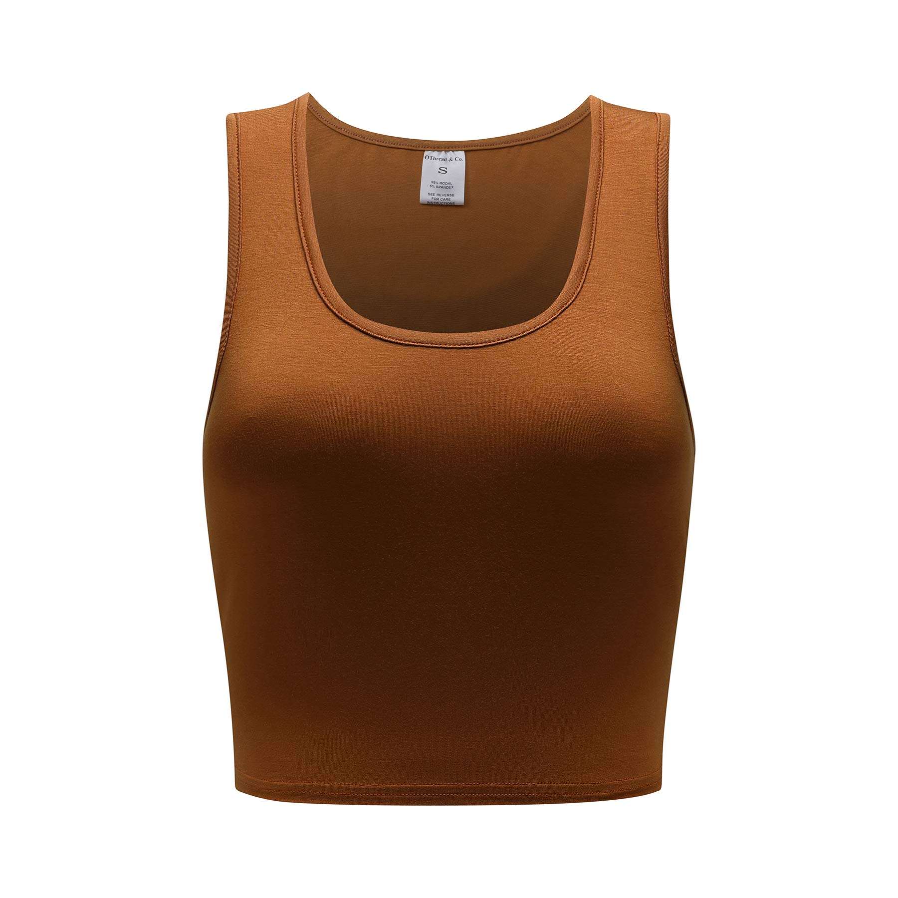 OThread & Co.Women's Basic Crop Tops Stretchy Casual Scoop Neck Sleeveless Crop Tank Top