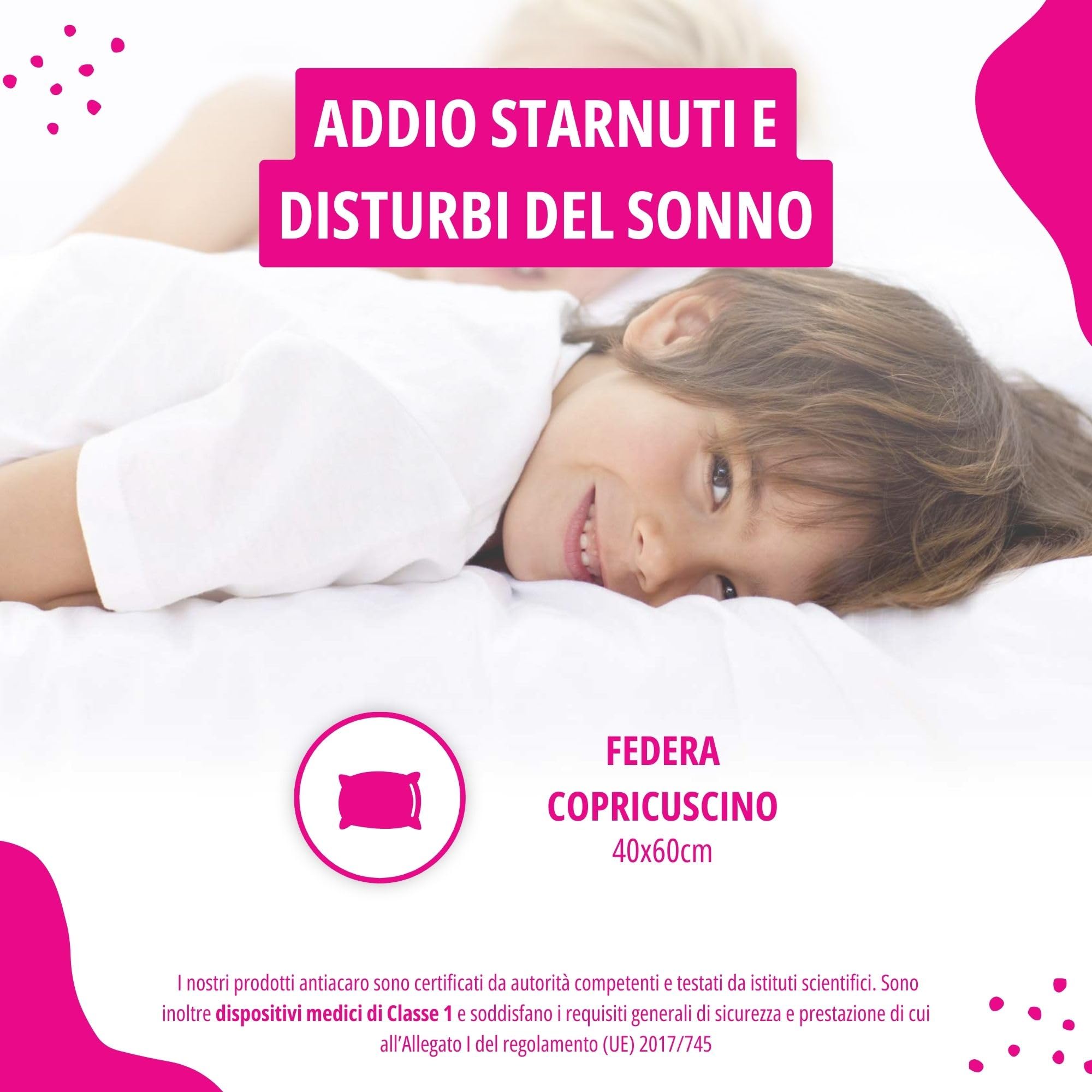 Copricuscino Antiacaro Per Culla 40x60cm - Barriera Anallergica Made In Italy