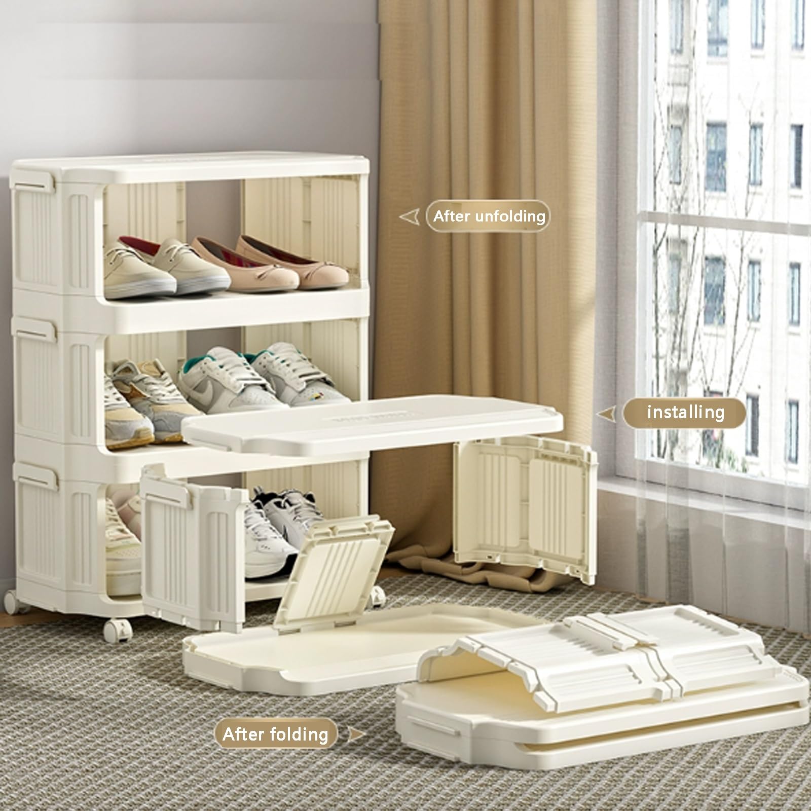 Pieghevole scarpiera salvaspazio slim,plastica scarpiera ingresso su rotelle,porta scarpe da armadio salvaspazio,moderne scarpiera plastica,scarpiera aperta,Adatto a corridoi, camere da letto, dormito
