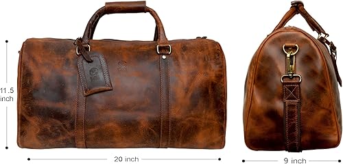 Miniatura 3 de RUSTIC TOWN Combo de bolsa de lona y neceser de cuero, el mejor regalo de viaje masculino para hombres