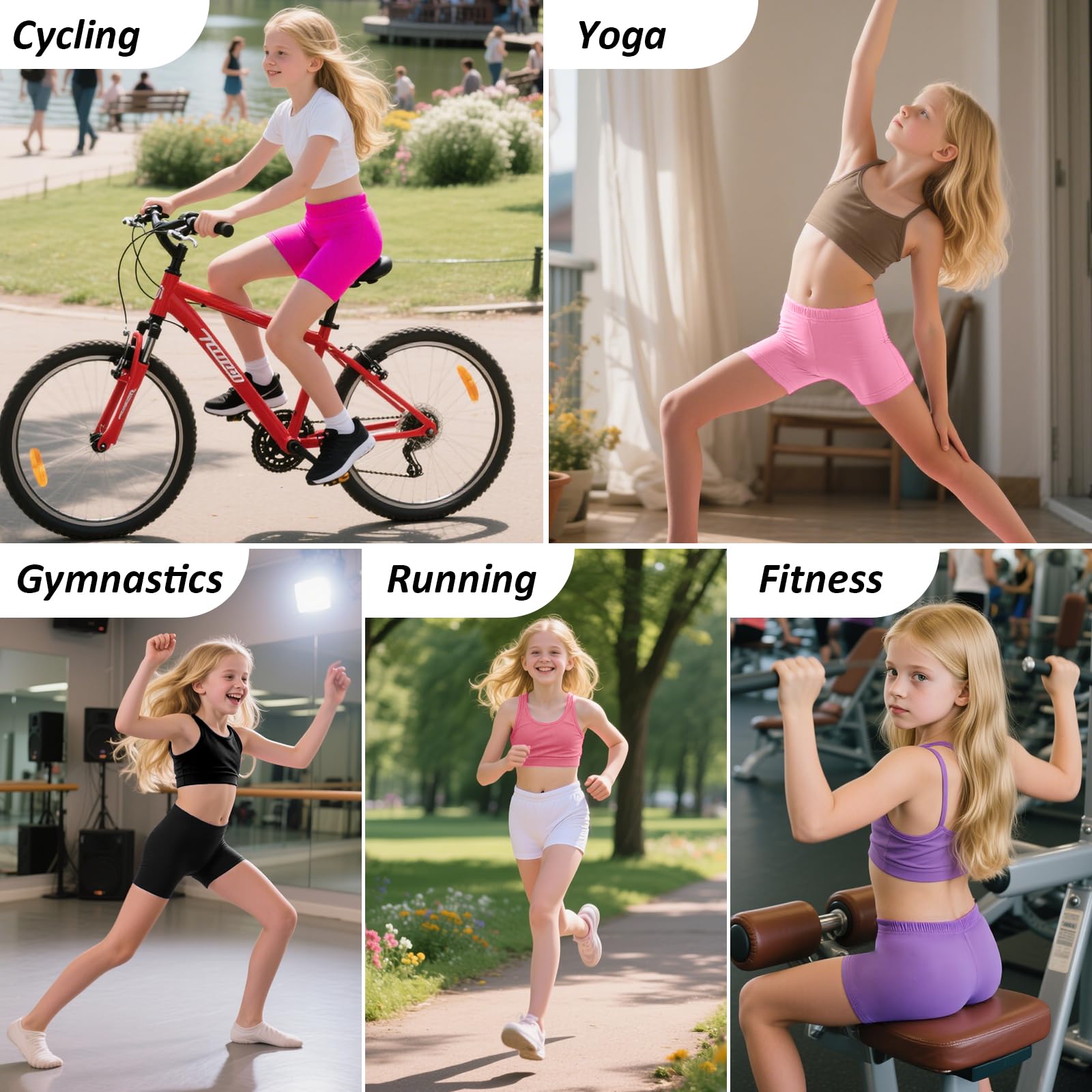Pantalones Cortos Algodón Niñas 3 Pack Deportivo Ciclismo Cintura Elástica Verano 5-15 años