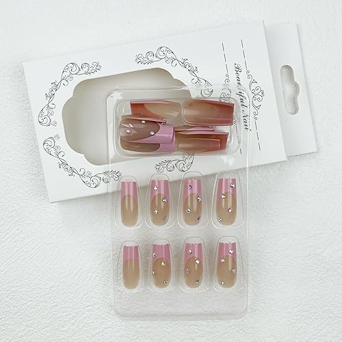 Miniatura 5 de Uñas postizas a presión de color morado claro, uñas postizas medianas, uñas postizas con pegamento mate, uñas acrílicas de cobertura completa con