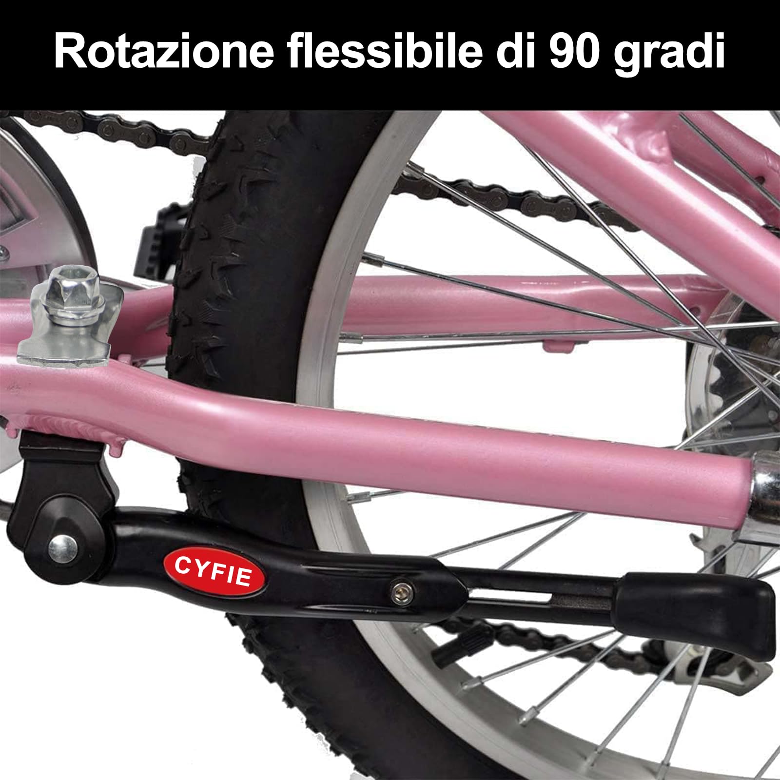 CYFIE Cavalletto Bici Bambino, Cavalletti per Bicicletta Regolabile Alluminio Lega Cavalletto Laterale, Regolabile in Altezza 4cmm, Bici da Strada, Bici Sportiva, Bicicletta, MTB Bic