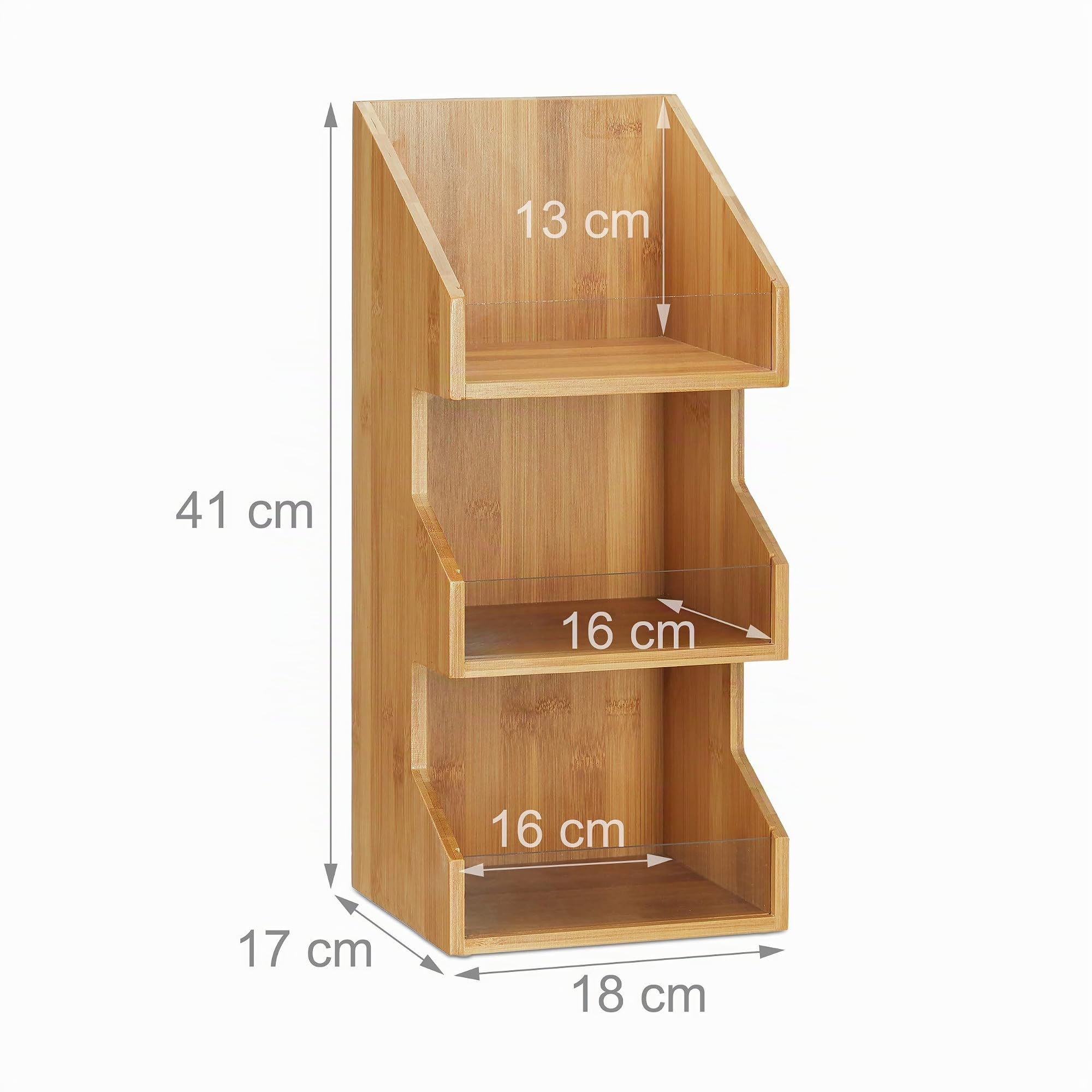 Relaxdays Organiseur en bambou 3 casiers compartiments bureau cuisine épices étagère boîte HxlxP: 41 x 18 x 17cm, nature