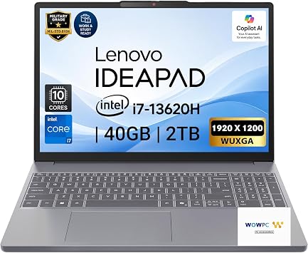 Lenovo IdeaPad Slim 3 15.3" Laptop, i7-13620H 40GB DDR5 2TB SSD, Win 11