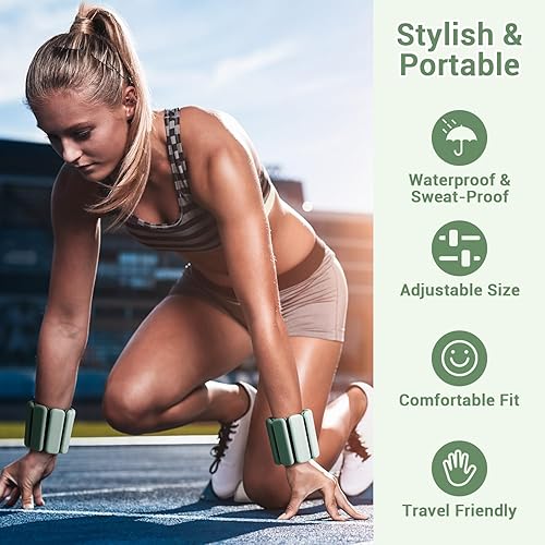 Miniatura 6 de Sportneer Wrist & Ankle Weights for Women Men - 1 Pair (1 lb/2 lb Each) | Adjustable Weighted Bracelet Silicone Bangles for Yoga, Dance, Pilates,