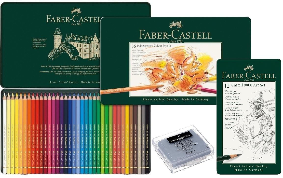 Faber-Castell 110036 - Künstlerfarbstift Polychromos, 36er Metalletui (Metalletui + Zubehör)