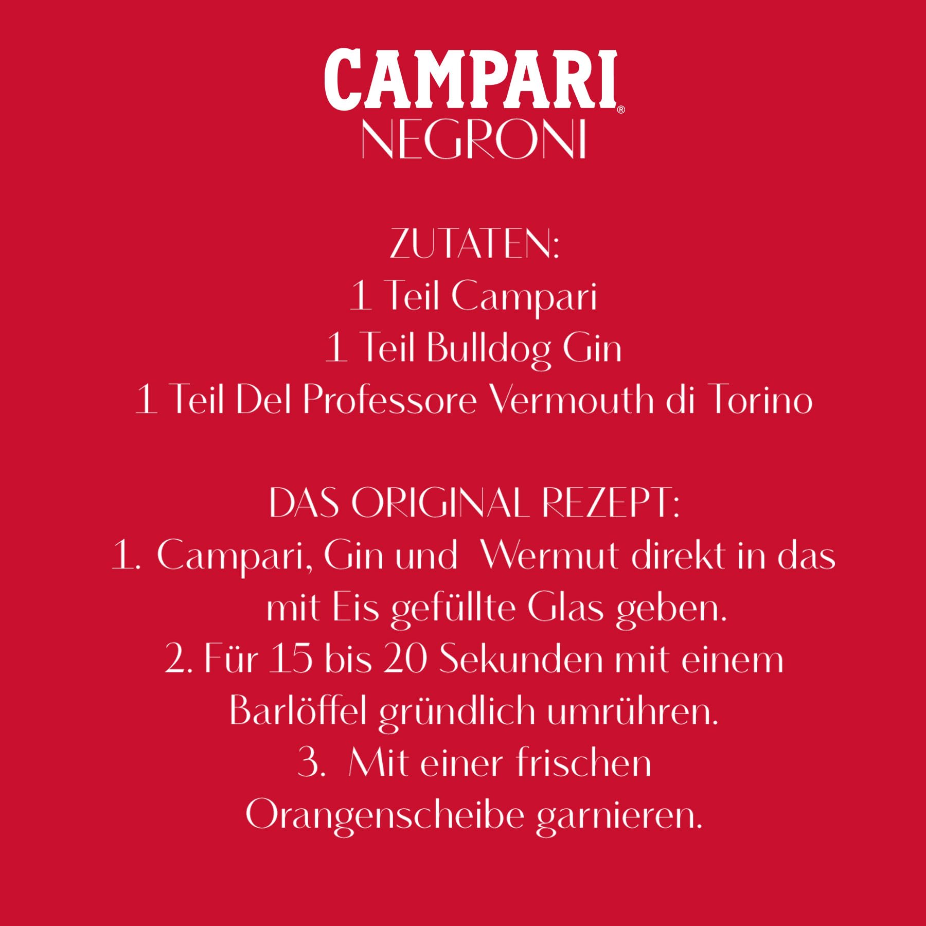 Negroni Bundle | Campari Bitter Aperitif (1x 0,7l – 25%) | Del Professore Vermouth di Torino Rosso (1 x 0,75l - 18%) | Bulldog London Dry Gin (1x 0,7l - 40%)