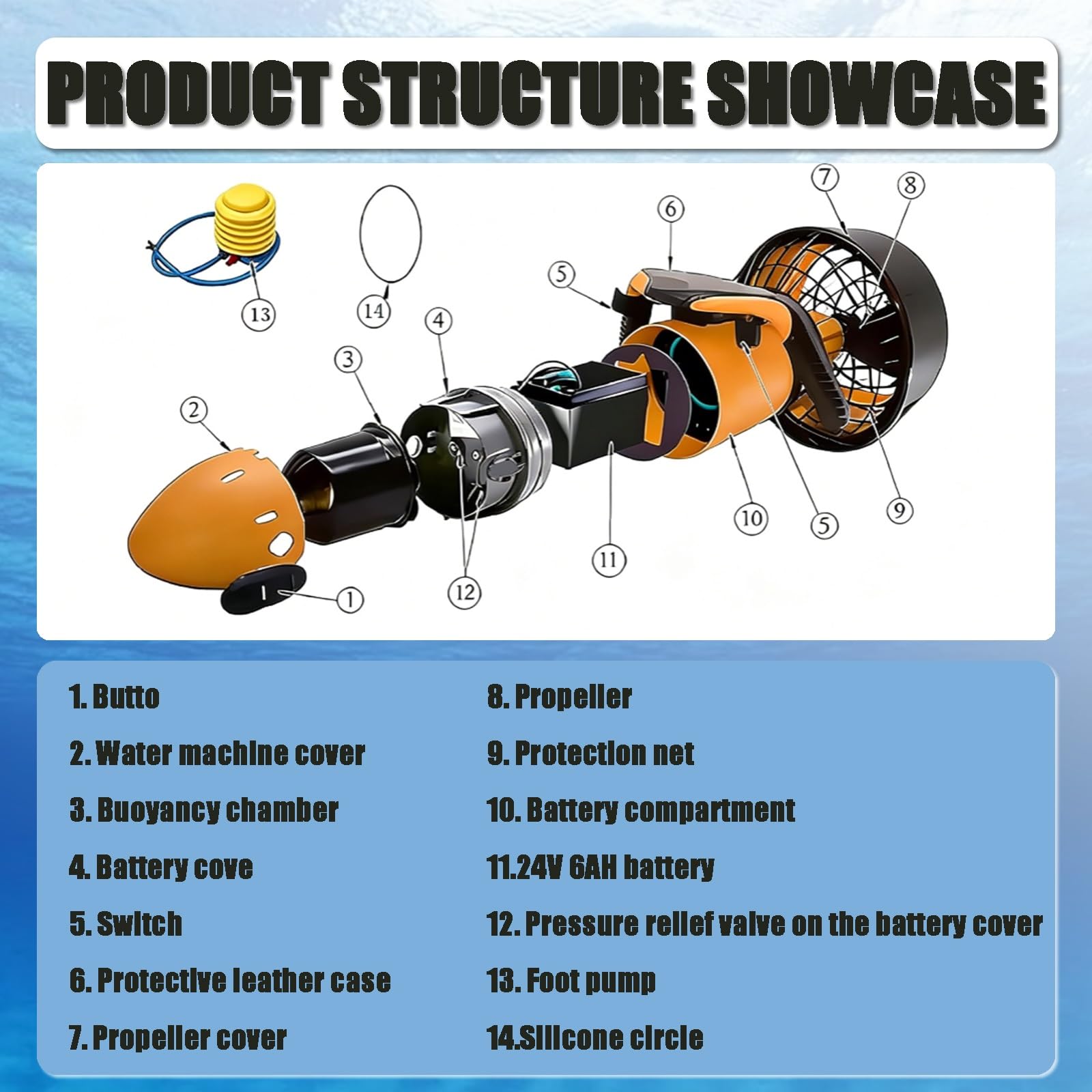 Propulsor eléctrico subacuático,Vehículo Submarino de propulsión | Buceo Sea Scooter, Seascooter Submarino de 300 W/500 W, Batería de Litio Duradera más Reciente de 2026