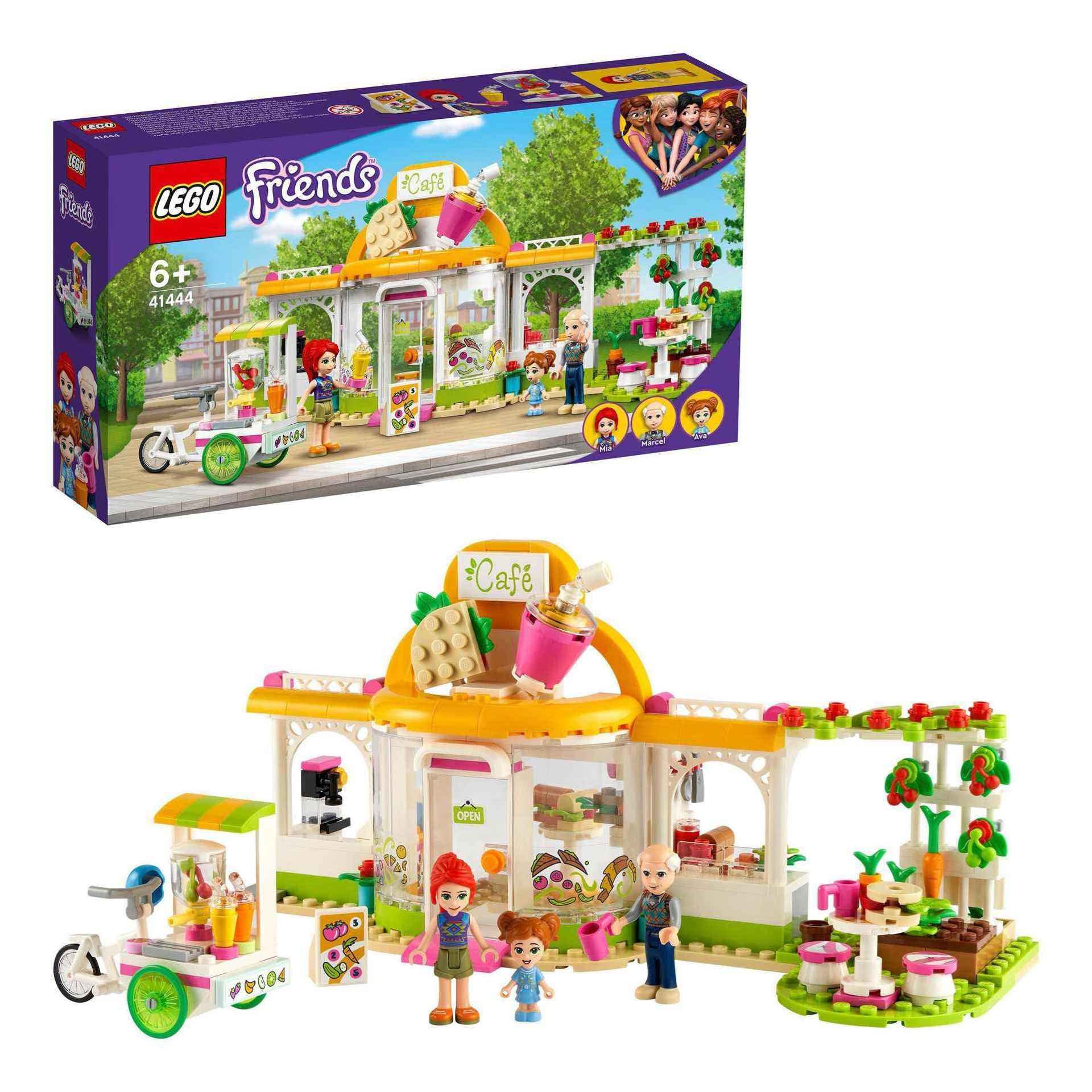 LEGO Friends 41444 El Café Bio de Heartlake City con 3 Mini muñecas, Juego Educativo para niños de 6 años y más