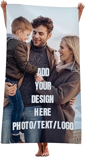 Toallas de playa personalizadas con imagen, diseño de toalla personalizada con tu nombre, logotipo de foto, toallas de secado rápido y ultrafinas