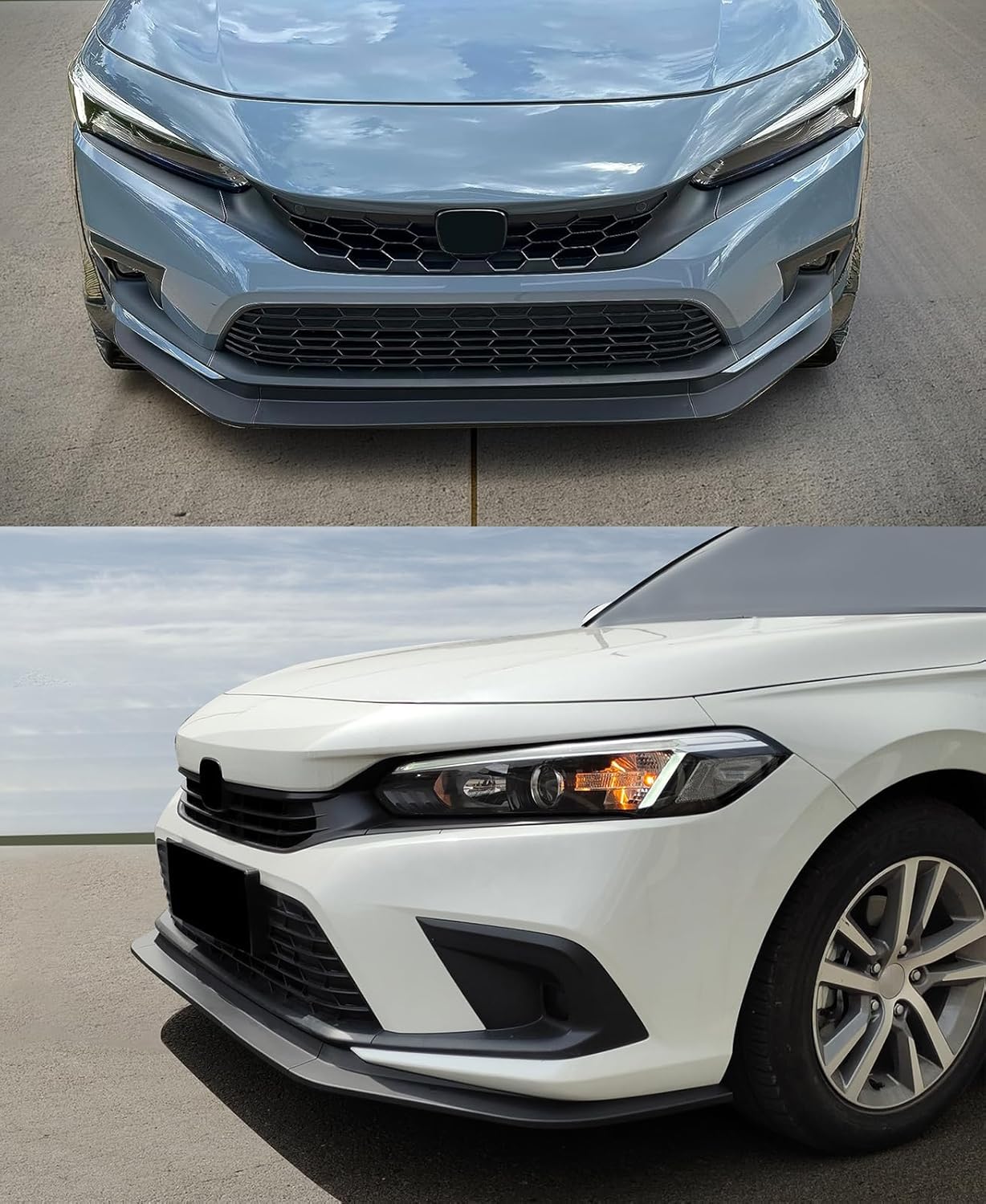 IKON MOTORSPORTS, Front Bumper Lip Compatible with 2022-2024 Honda Civic 11th Gen 4-Door Sedan & Hatchback, Matte Black RS Style PP Front Bumper Lower Lip Spoiler Bodykit