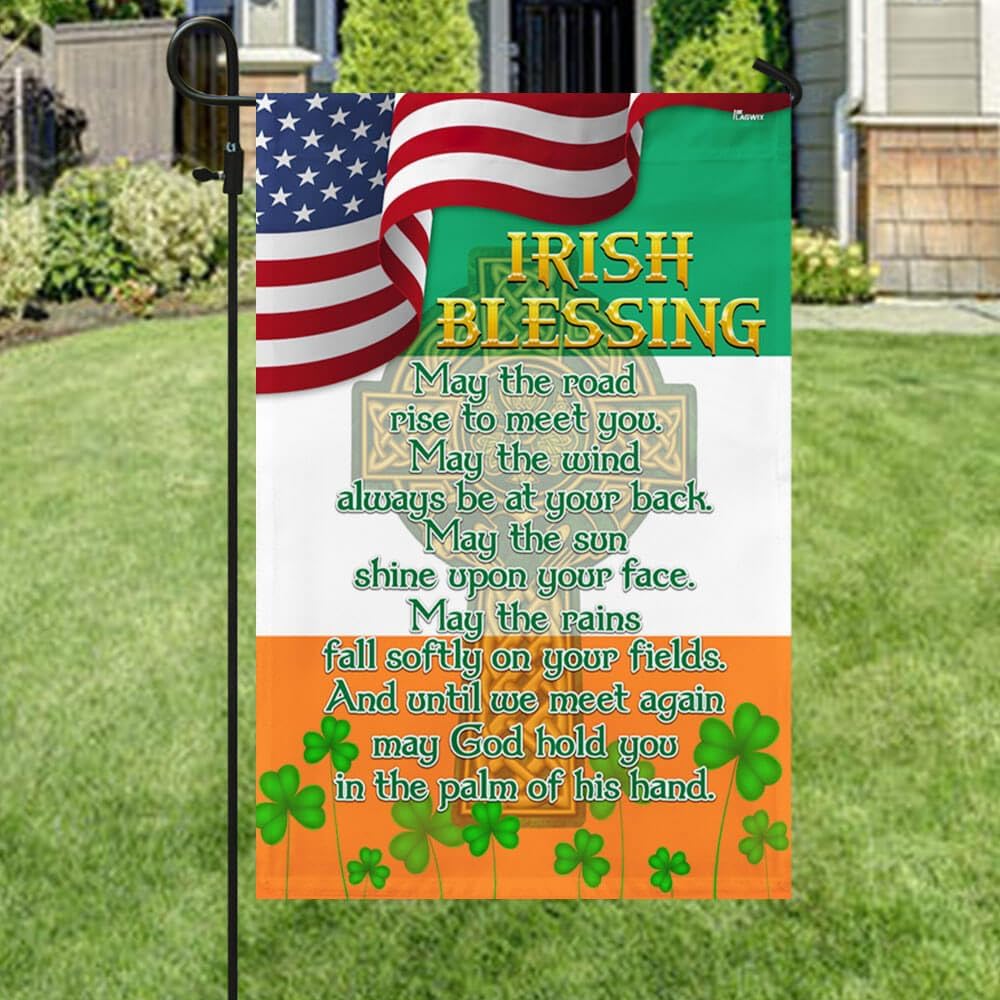 American Flag-Irish Blessing Celtic Cross St. Patrick's Day Flag MLN2564F, Garden Flag (11.5" x 17.5")-USA Flags Premium Polyester-Decorative Indoor Outdoor Flag