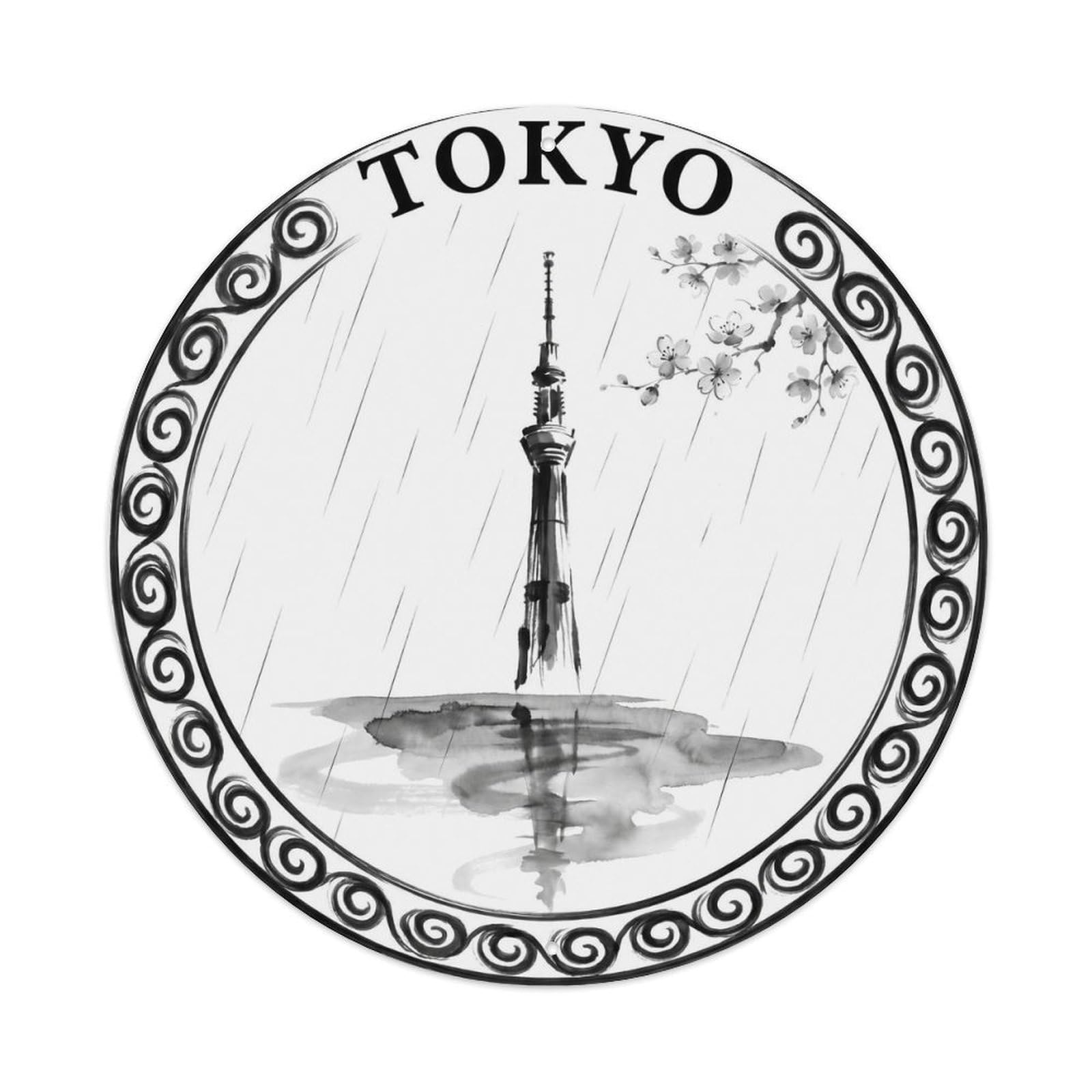 Olhnbad Style Tokyo Sumi E Ink Wash Shinjuku Japan Japanese Culture Metal Tin Sign