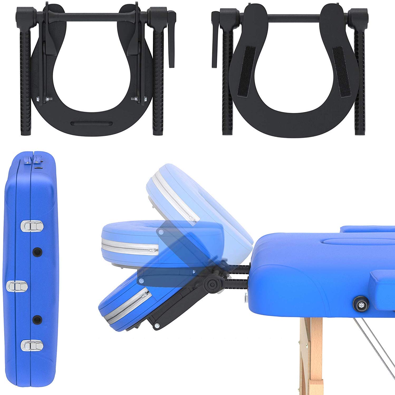 LETTINO MASSAGGIO PROFESSIONALE 3 ZONE, LETTINO ESTETISTA IN LEGNO - LETTINI PER DA MASSAGGI PORTATILI PIEGHEVOLI COD-02 (180x56, Blue)